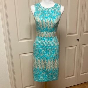 Just Taylor Turquoise and Cream All Occassion Dress Size 2